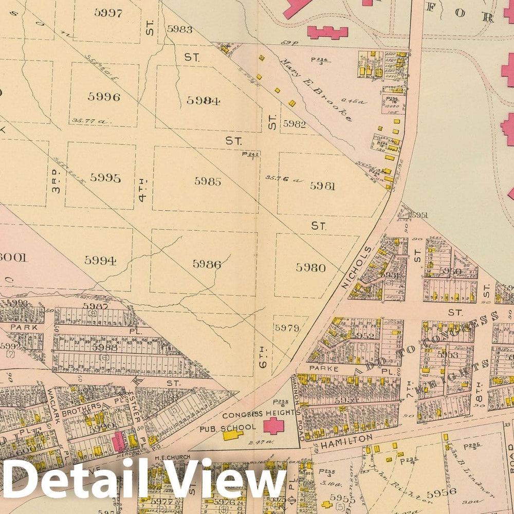 Historic Map : Atlas of Washington D.C. Volume 4 (NE, SE), Washington 1907 Plate 023 , Vintage Wall Art