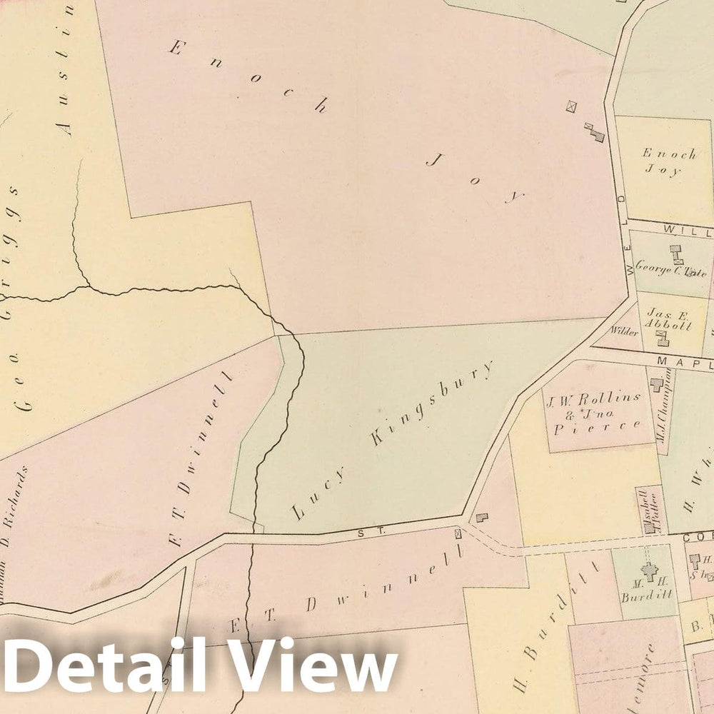 Historic Map : Atlas of County of Suffolk, MA, Vol. 5th, West Roxbury 1874 Plate Q , Vintage Wall Art