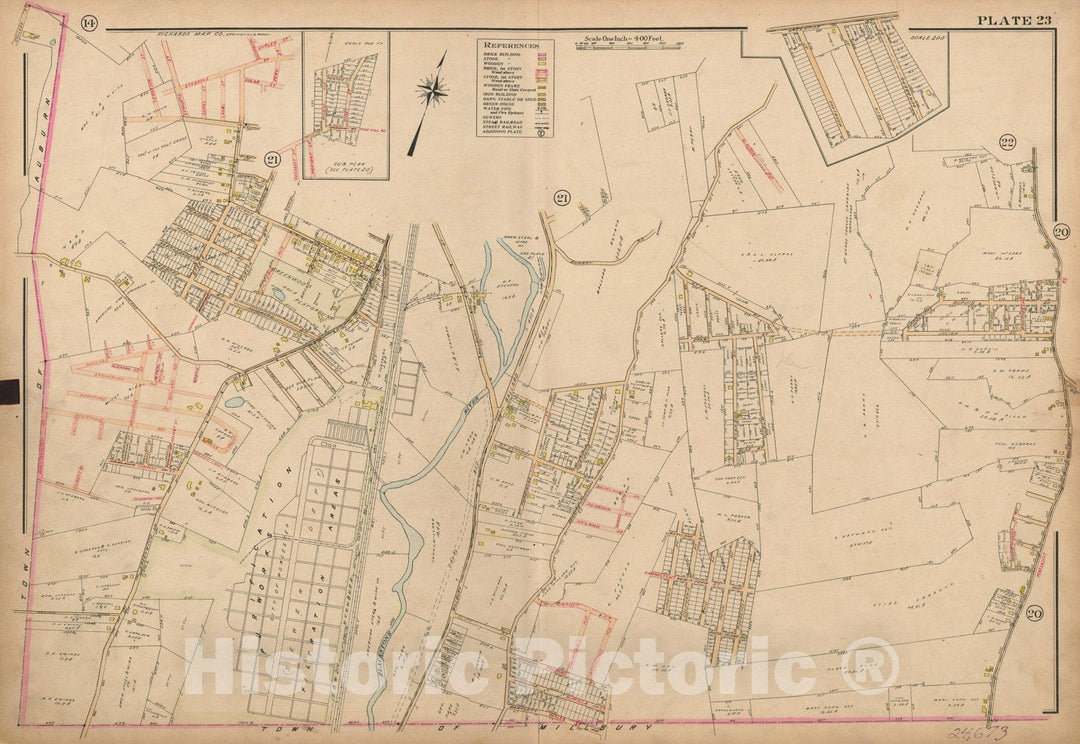 Historic Map : Atlas City of Worcester, Worcester 1911 Plate 023 , Vintage Wall Art
