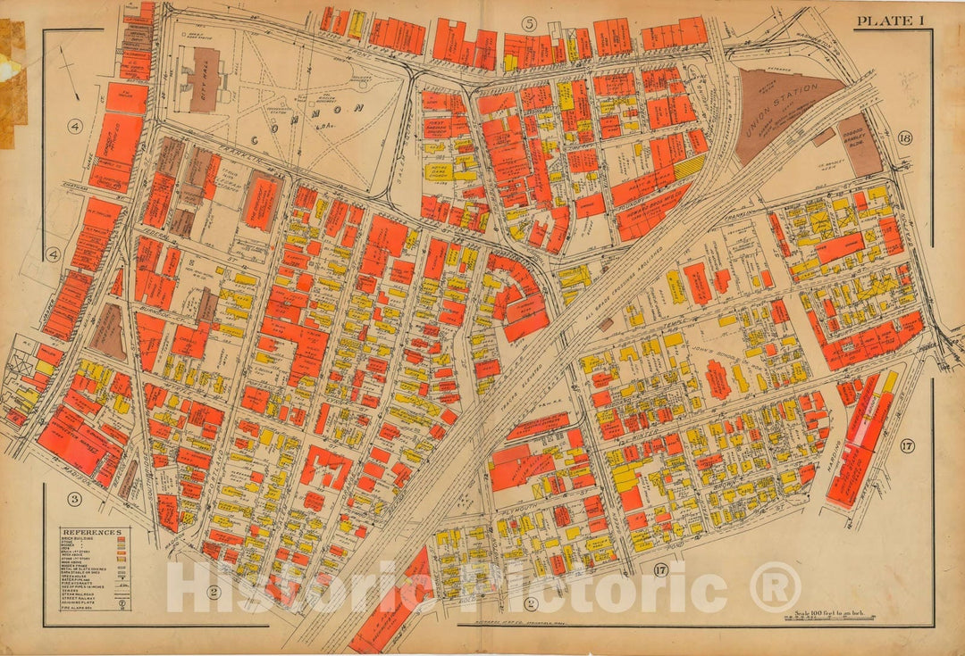 Historic Map : Atlas City of Worcester MA 1922 Plate 001 , Vintage Wall Art