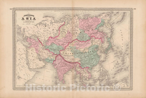 Historic Map : Family Atlas World, Asia 1873 , Vintage Wall Art