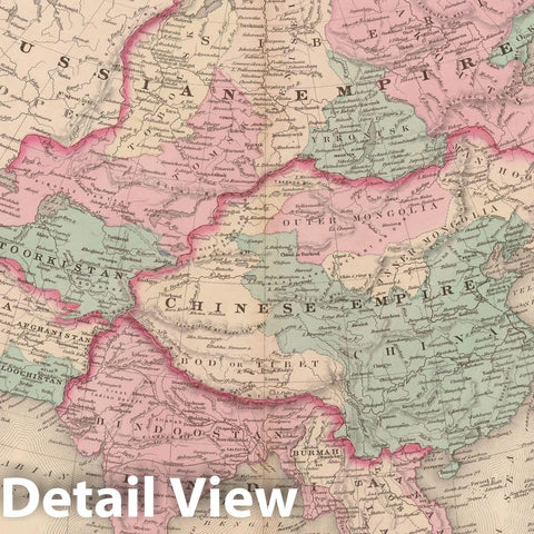 Historic Map : Family Atlas World, Asia 1873 , Vintage Wall Art