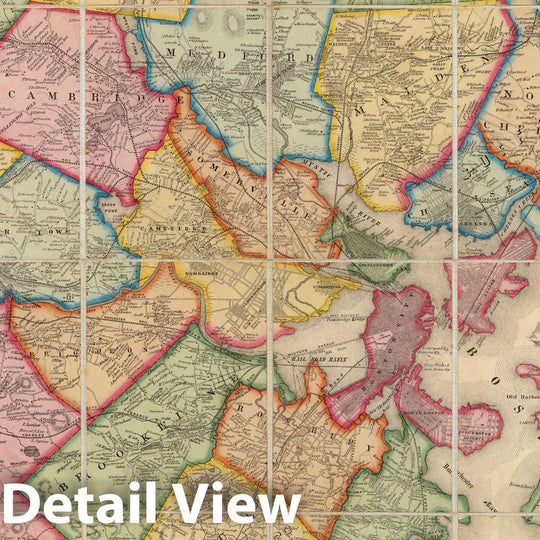 Historic Map : Boston 1852 , Vintage Wall Art