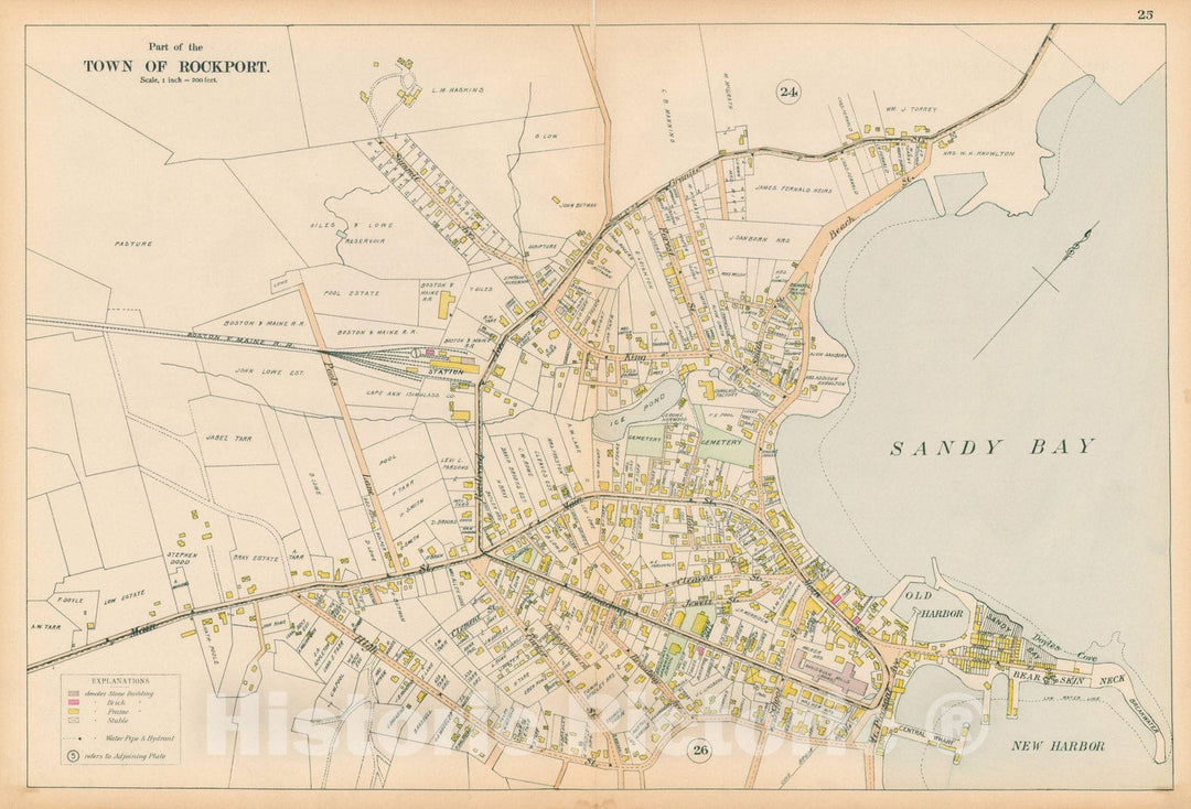 Historic Map : Atlas of Cape Ann, Gloucester, Rockport and Manchester, Rockport 1899 Page 25 , Vintage Wall Art