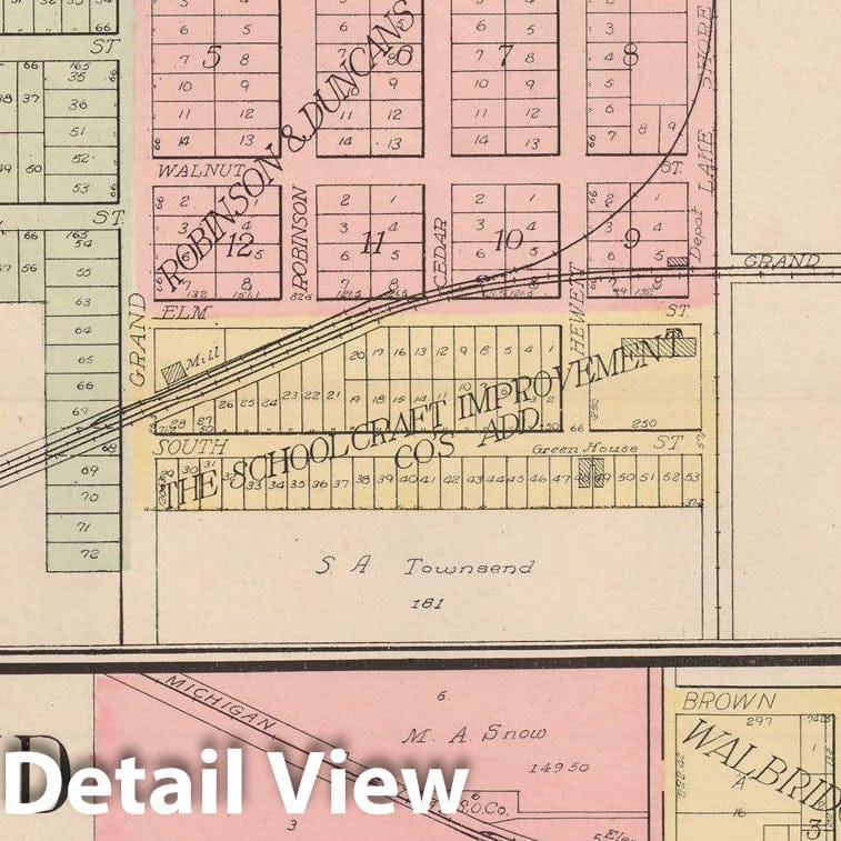 Historic Map : Richland & Schoolcraft 1910 , Standard Atlas of Kalamazoo County , Vintage Wall Art