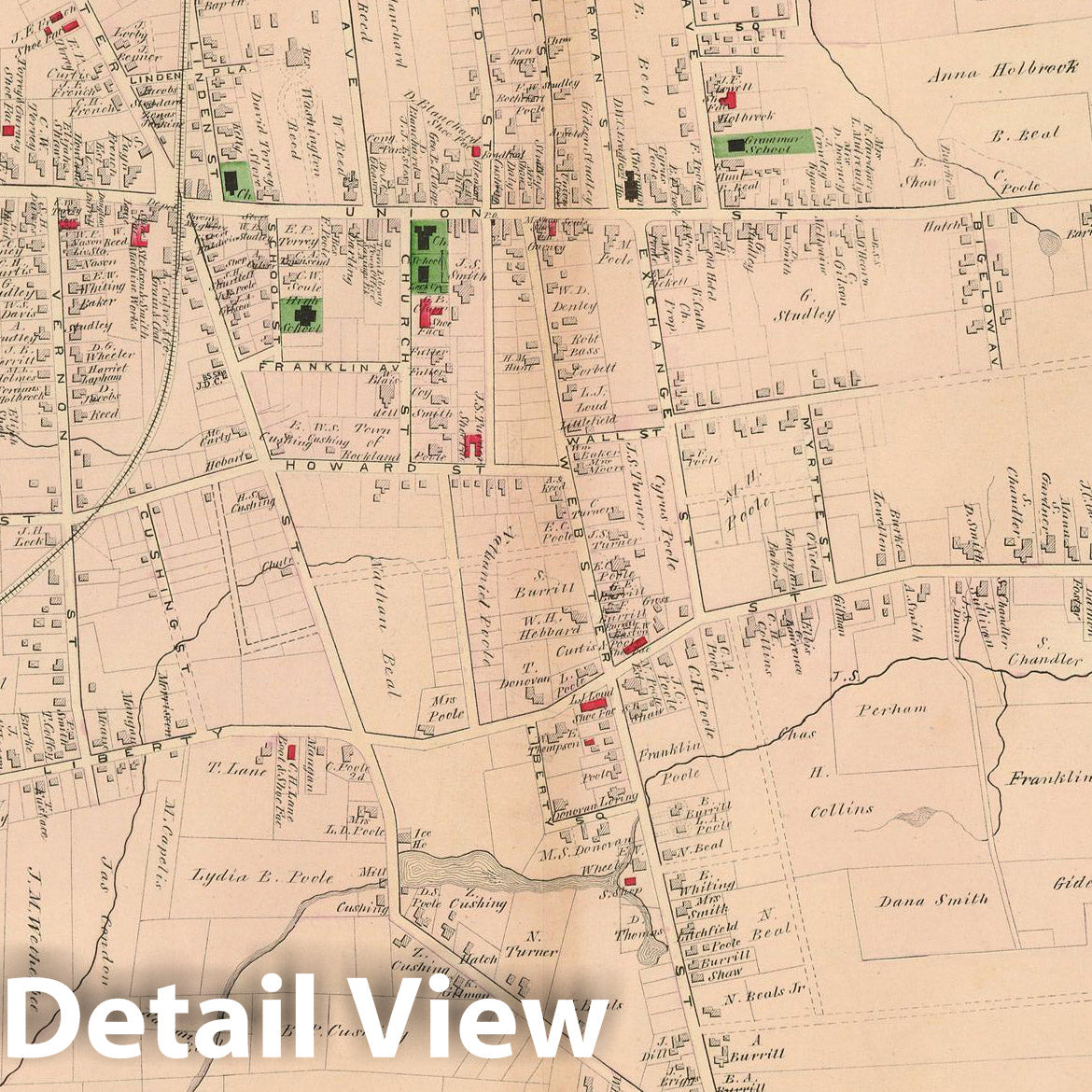 Historic Map : Atlas of Plymouth County Massachusetts, Rockland 1879 , Vintage Wall Art