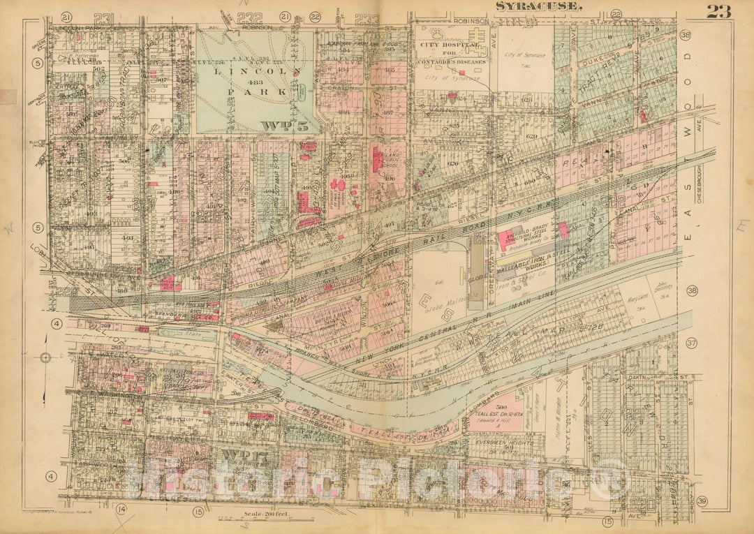 Historic Map : Atlas City of Syracuse, NY and Suburbs, Syracuse 1924 Plate 023 , Vintage Wall Art