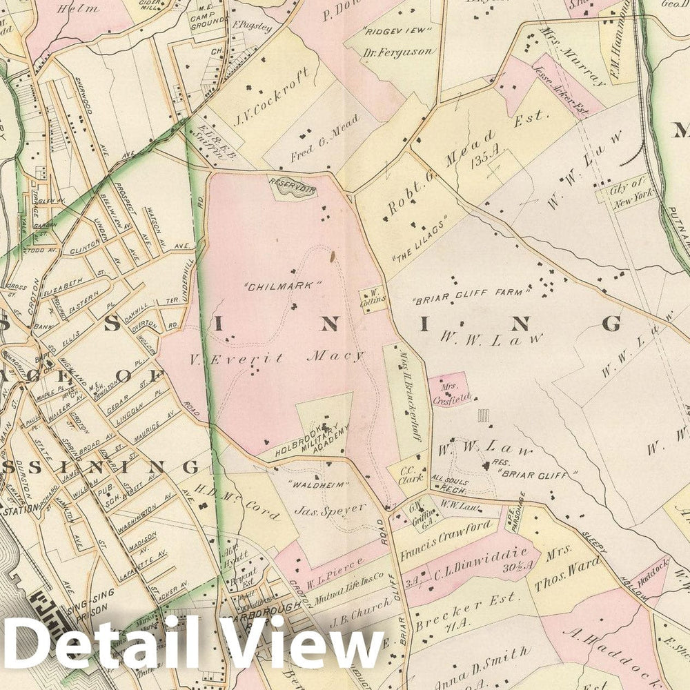 Historic Map : Atlas of Westchester County, Mount Pleasant & Ossining 1901 Plate 049 , Vintage Wall Art