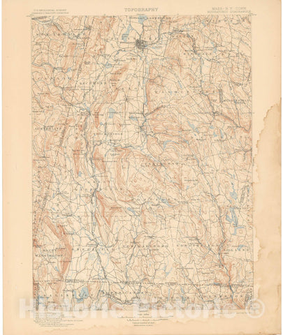 Historic Map : Berkshire County 1905 Topographic Map , Vintage Wall Art