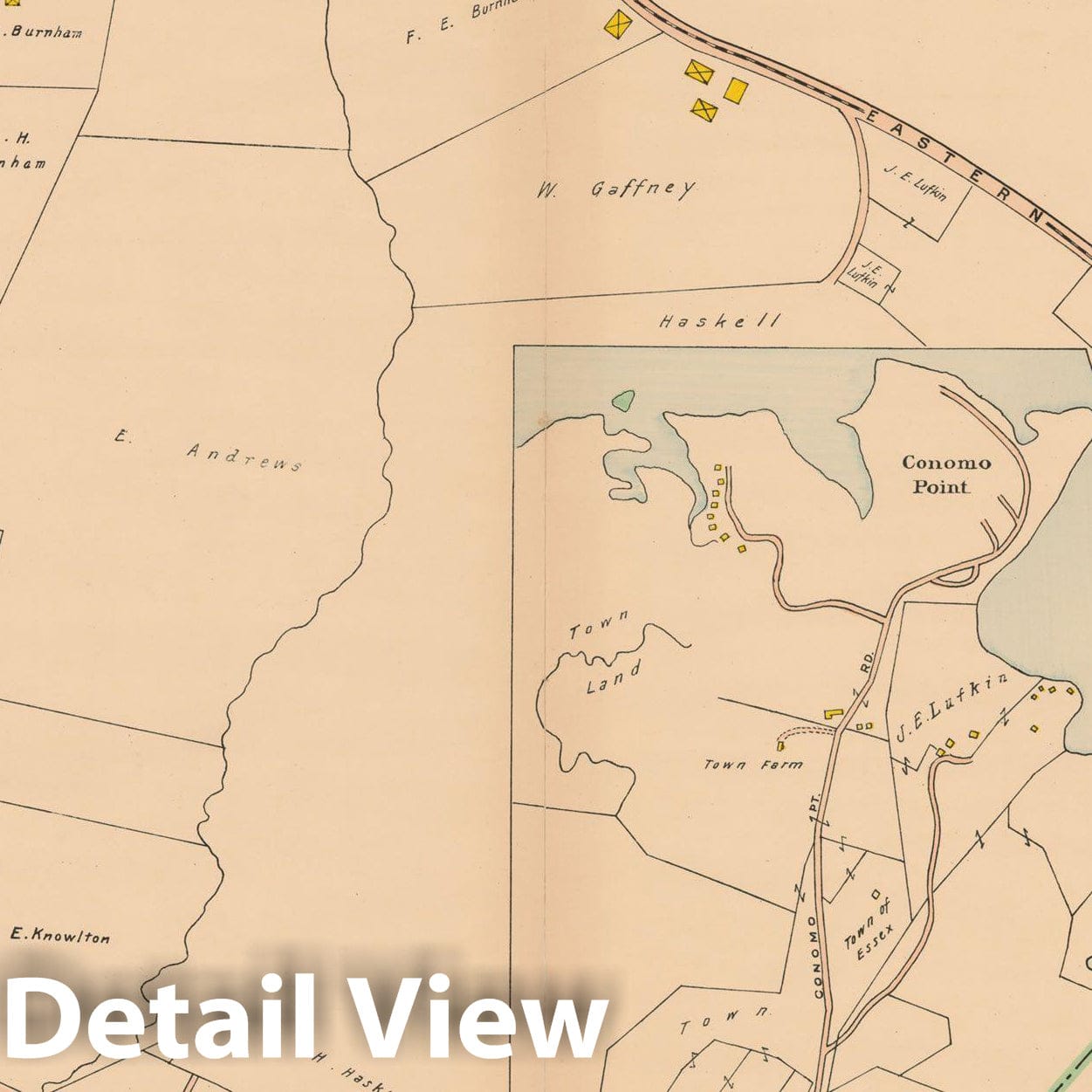 Historic Map : Atlas Towns of Topsfield, Ipswich, Essex, Hamilton and Wenham, Essex County, MA, Essex 1910 Plate 021 , Vintage Wall Art