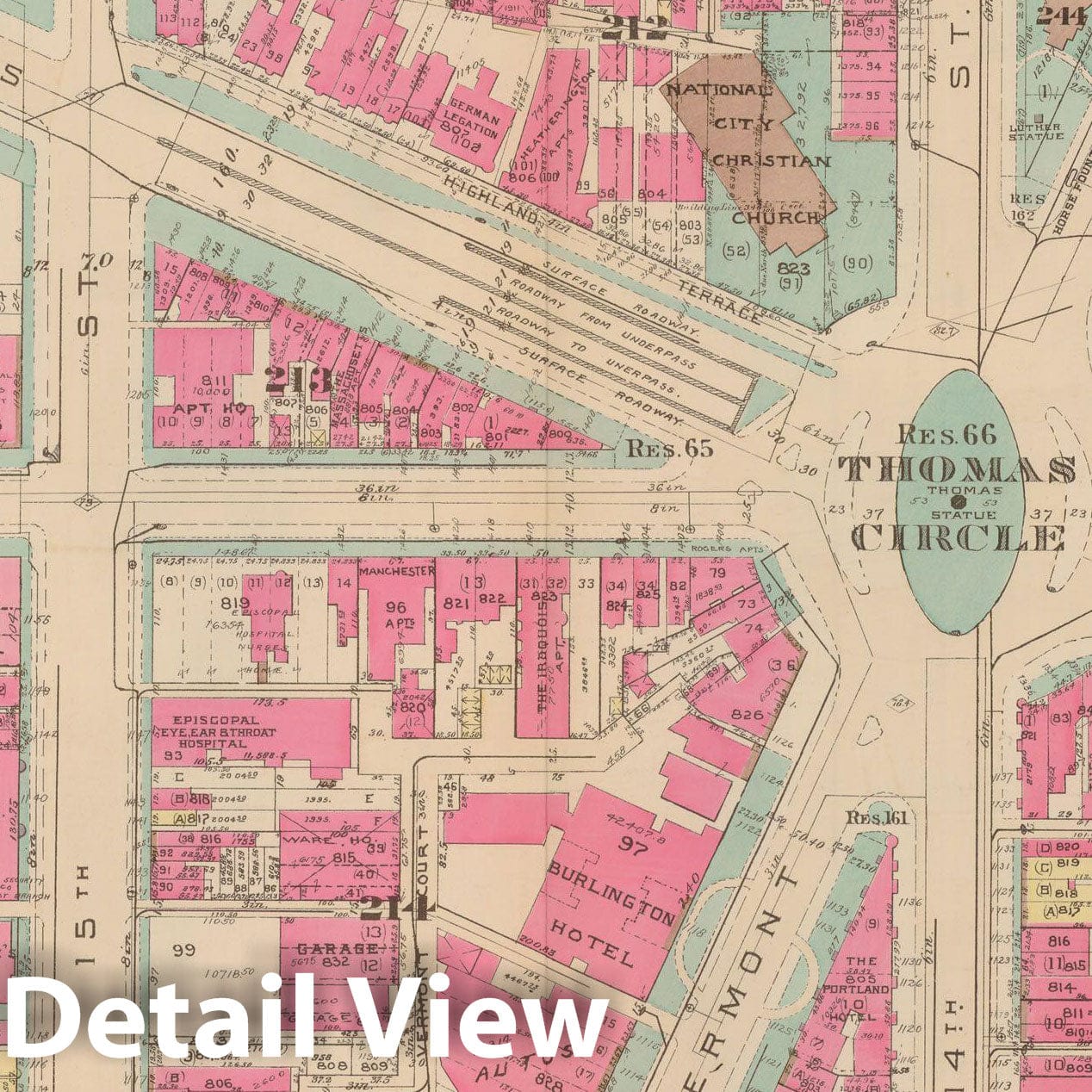 Historic Map : Atlas of Washington D.C. Volume 1 (Inner NW), Washington 1939 Plate 021 , Vintage Wall Art