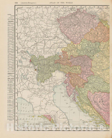 Historic Map : Austria & Hungary & Croatia 1900 , Universal Atlas World , Vintage Wall Art
