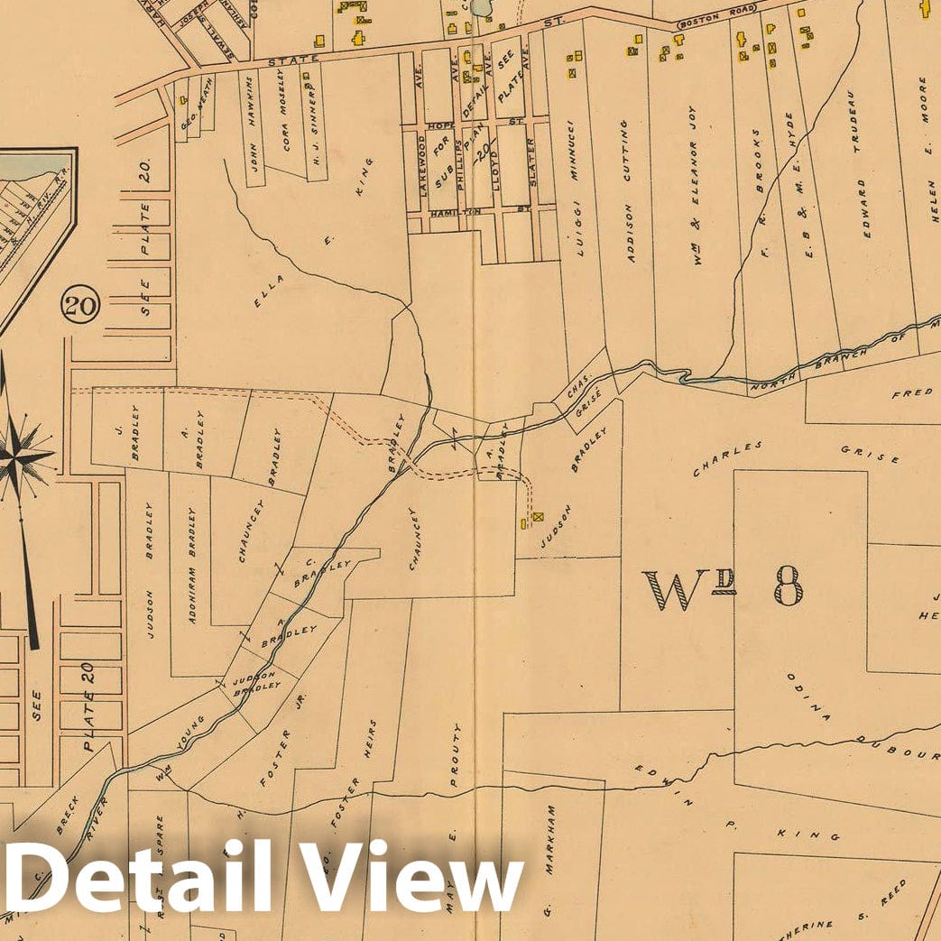Historic Map : Atlas City of Springfield and The Town of Longmeadow 1910 Plate 023 , Vintage Wall Art