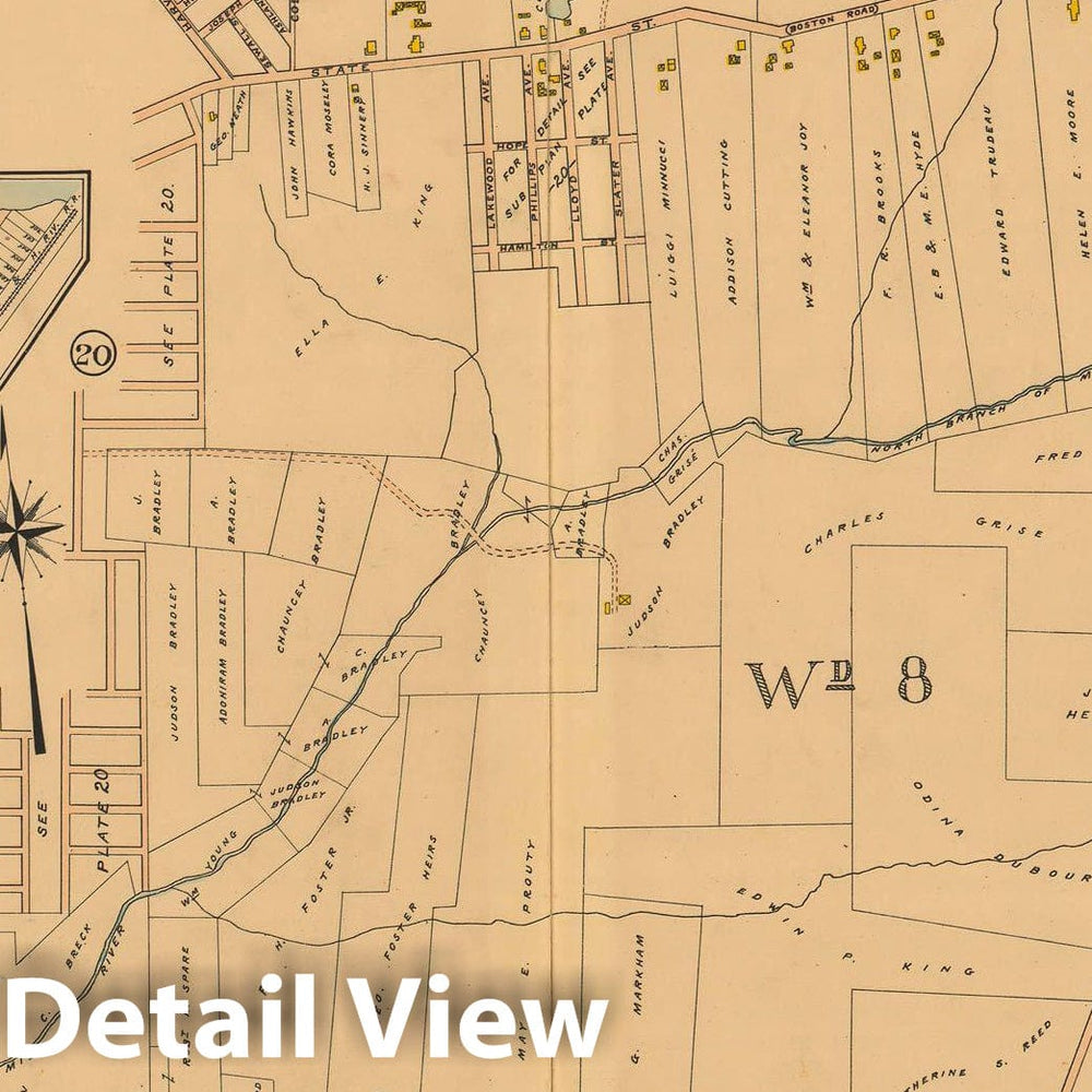 Historic Map : Atlas City of Springfield and The Town of Longmeadow 1910 Plate 023 , Vintage Wall Art