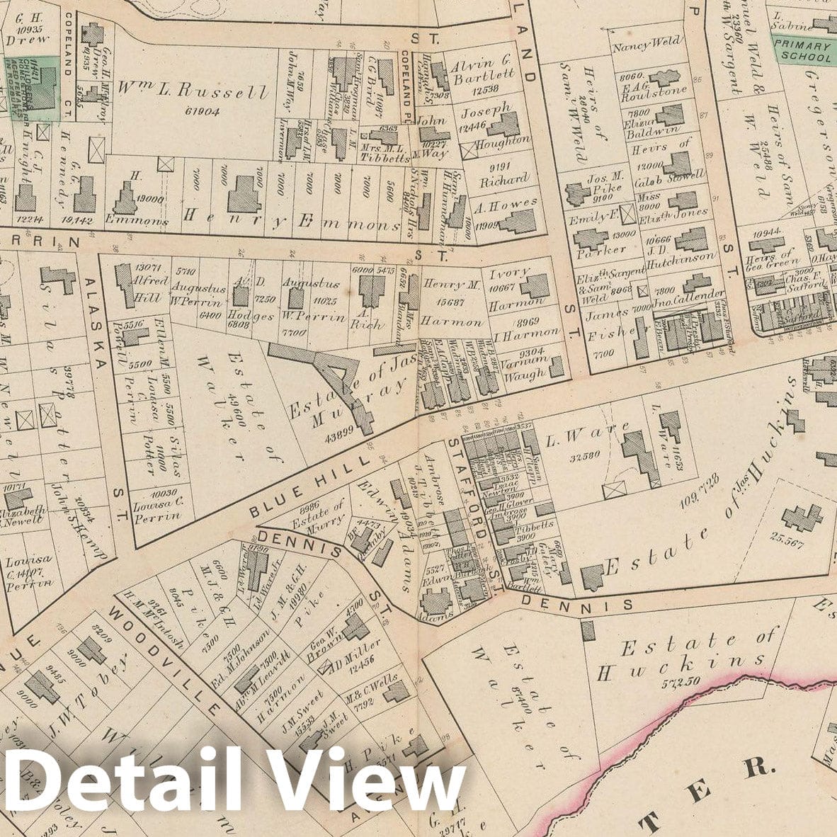 Historic Map : Atlas of County of Suffolk, MA Vol. 2nd, Roxbury 1873 Plate F , Vintage Wall Art