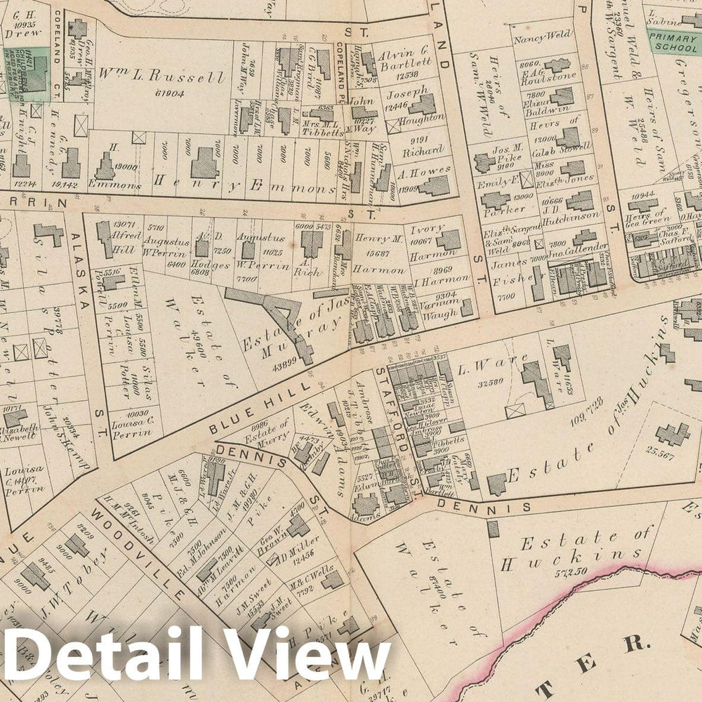 Historic Map : Atlas of County of Suffolk, MA Vol. 2nd, Roxbury 1873 Plate F , Vintage Wall Art