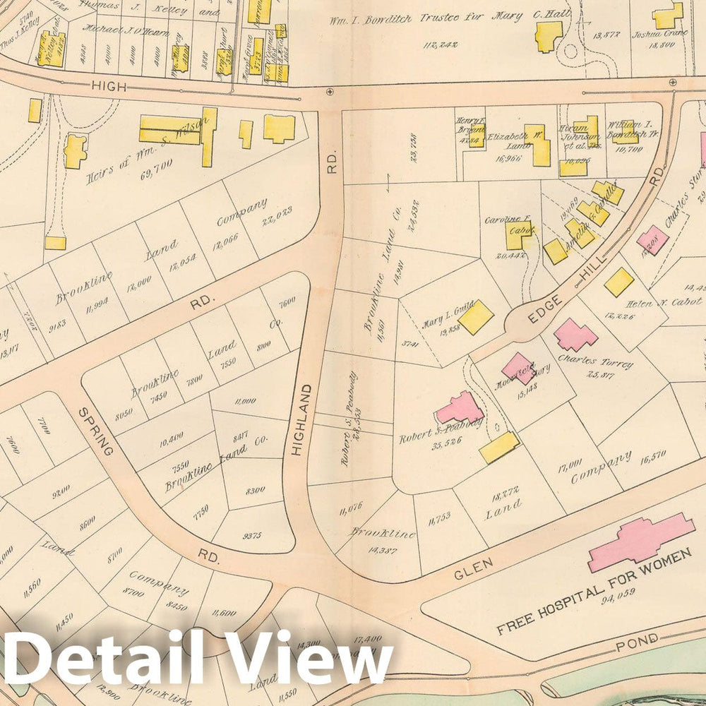 Historic Map : Atlas Town of Brookline, Brookline 1897 Plate 018 , Vintage Wall Art