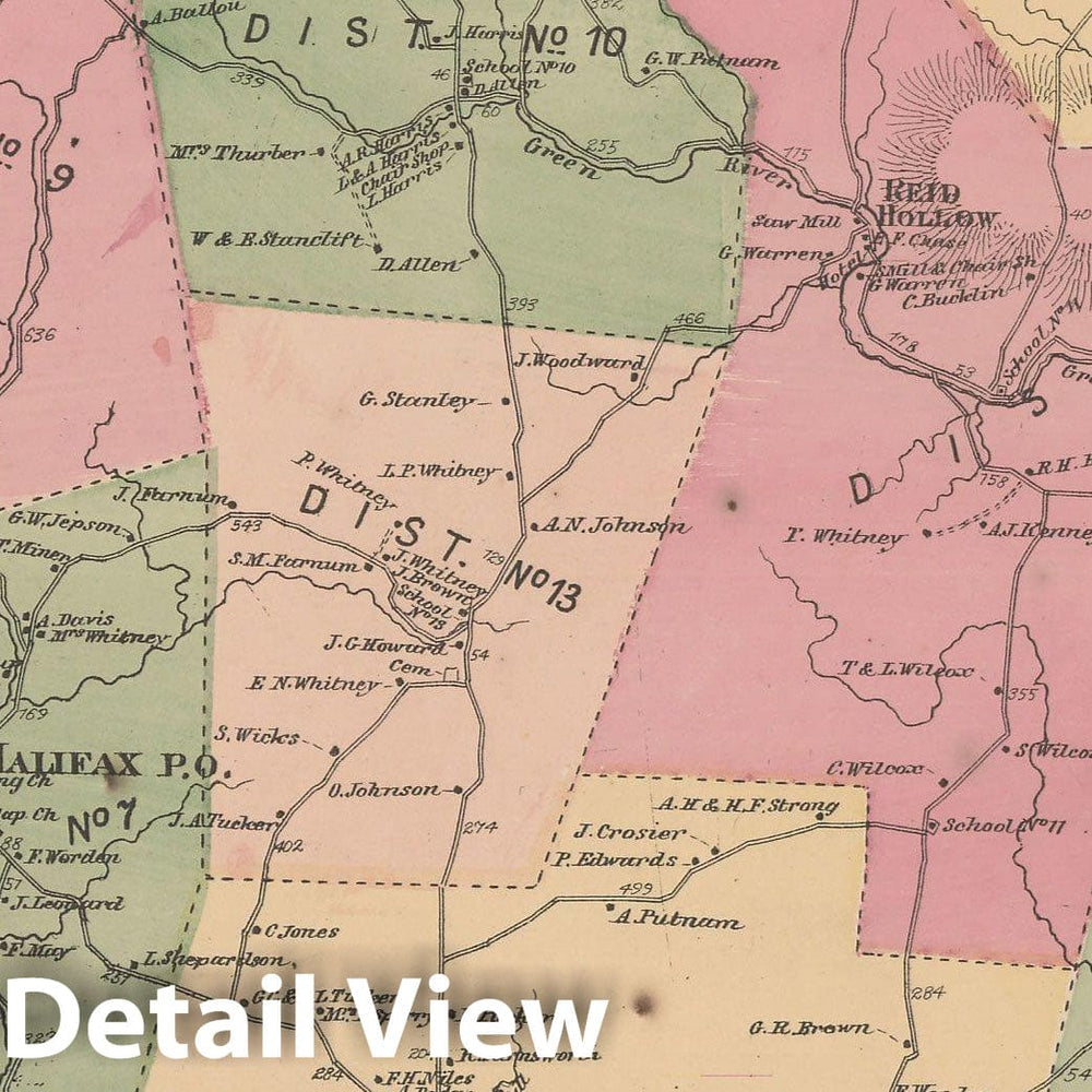 Historic Map : Atlas of Windham County, VT, Halifax 1869 , Vintage Wall Art