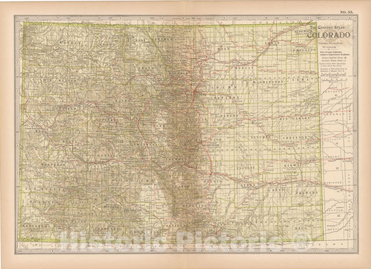 Historic Map : Colorado 1914 , Century Atlas of the World, Vintage Wall Art