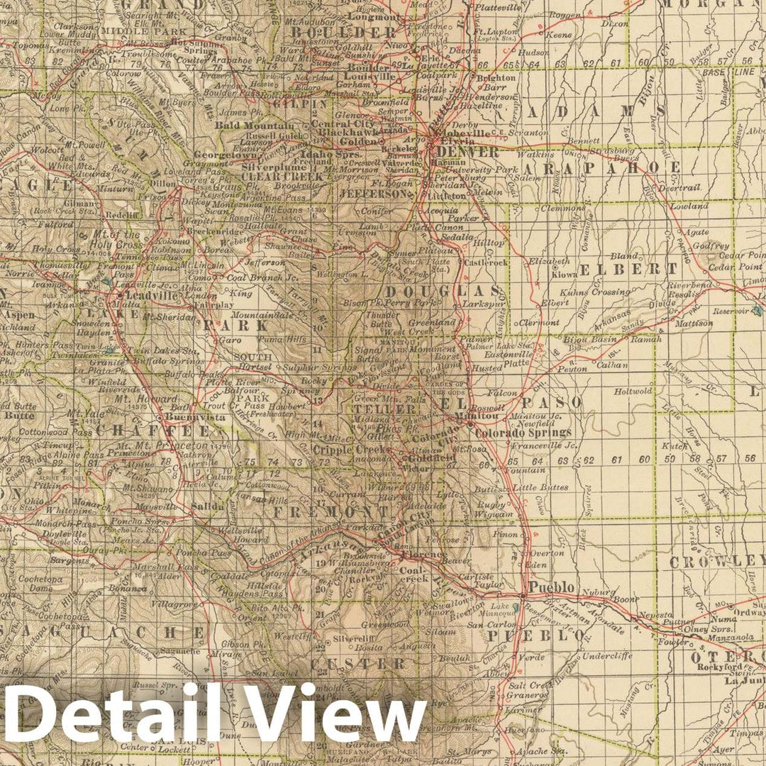 Historic Map : Colorado 1914 , Century Atlas of the World, Vintage Wall Art