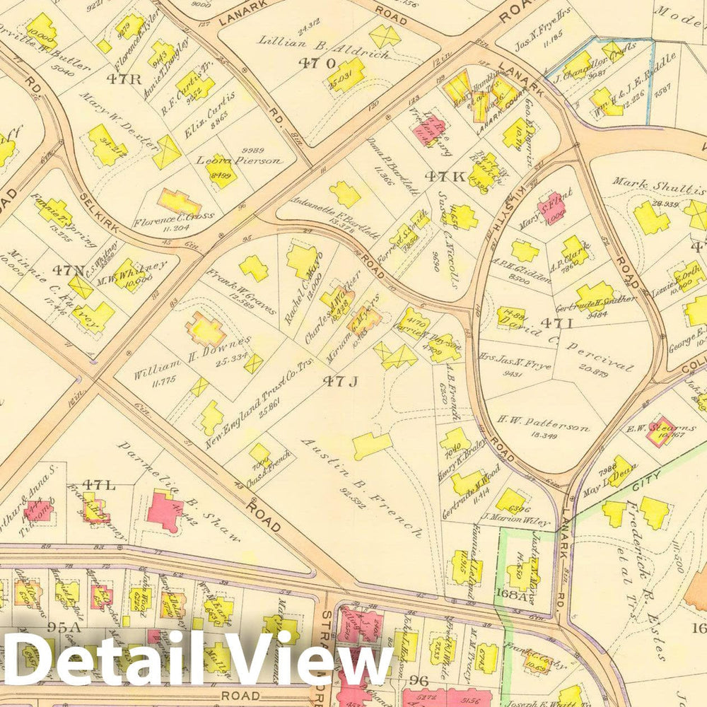 Historic Map : Atlas Town of Brookline, Norfolk County Massachusetts, Brookline 1913 Plate 009 , Vintage Wall Art