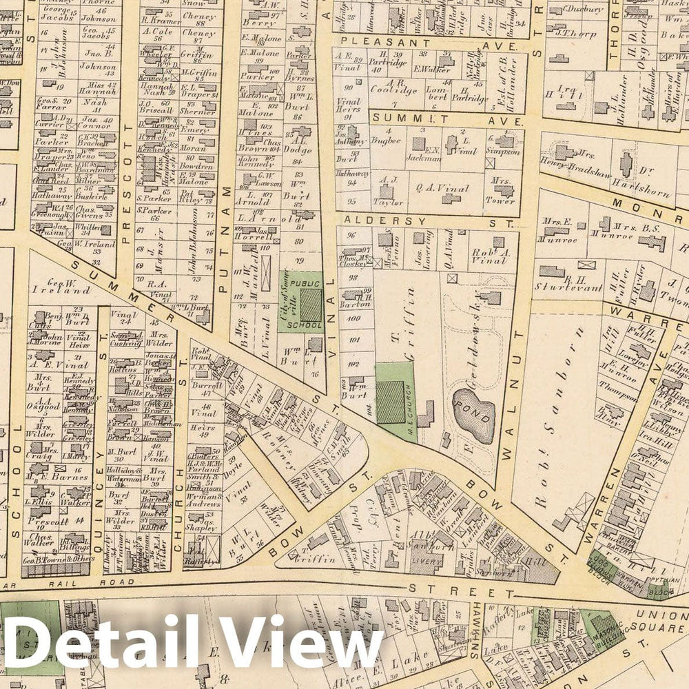 Historic Map : Atlas City of Somerville, Somerville 1874 Plate D , Vintage Wall Art