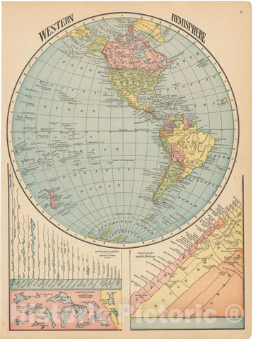 Historic Map : Western Hemisphere 1910 World Map , Vintage Wall Art