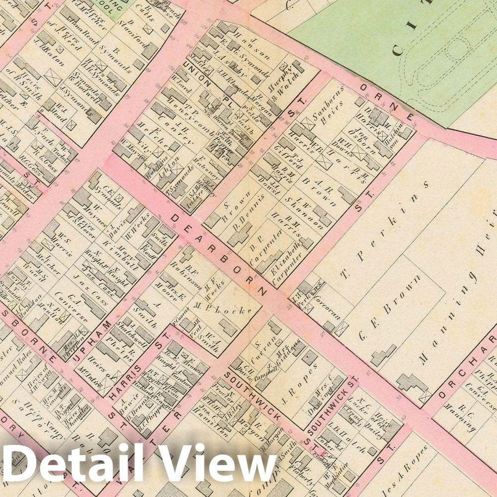 Historic Map : Atlas City of Salem, Massachusetts, Salem 1874 Plate Q , Vintage Wall Art