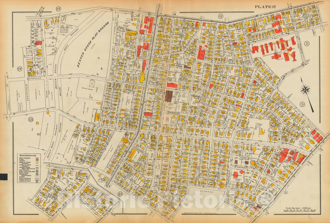 Historic Map : Atlas City of Worcester MA 1922 Plate 012 , Vintage Wall Art