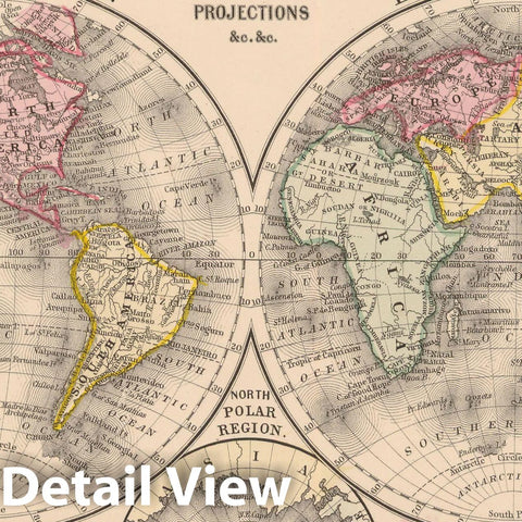 Historic Map : World Map 1864 , New General (World) Atlas , Vintage Wall Art