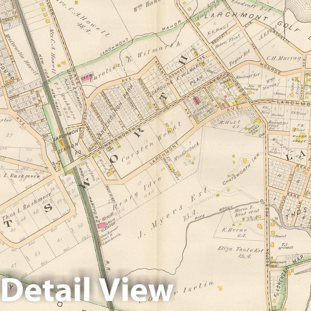 Historic Map : Atlas of Westchester County, Village of Larchmont 1901 , Vintage Wall Art