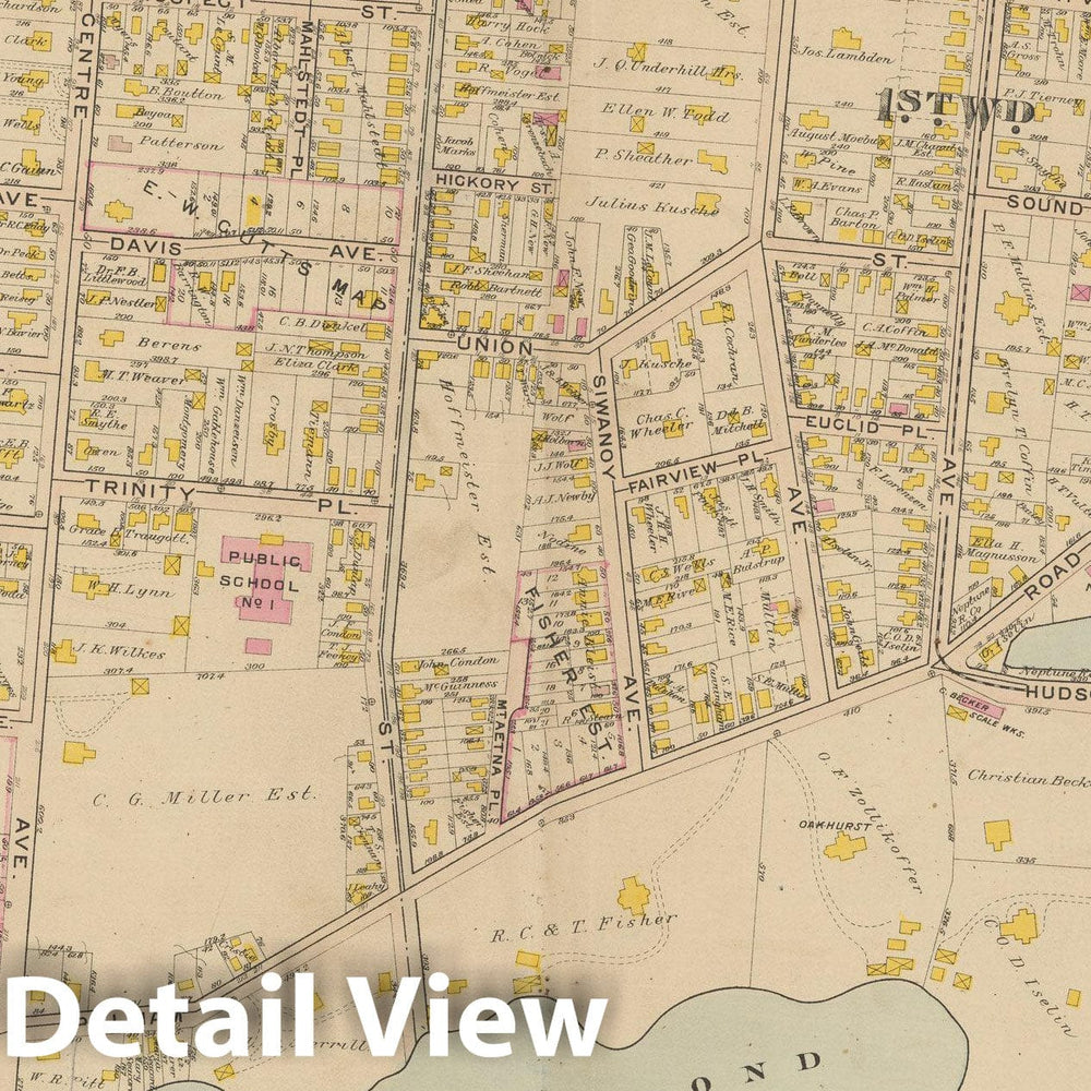 Historic Map : Atlas of Westchester County, NY, Vol. 1, New Rochelle 1910 Plate 020 , Vintage Wall Art