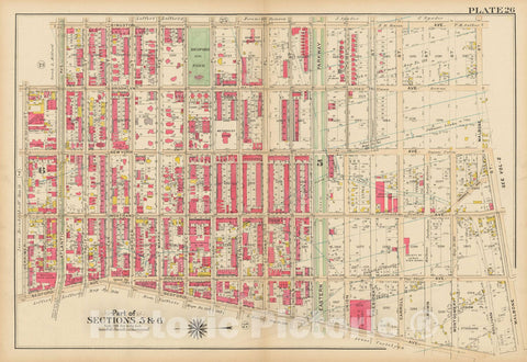 Historic Map : Vol. 1, Brooklyn 1908 Plate 026 , Atlas Borough of Brooklyn , Vintage Wall Art
