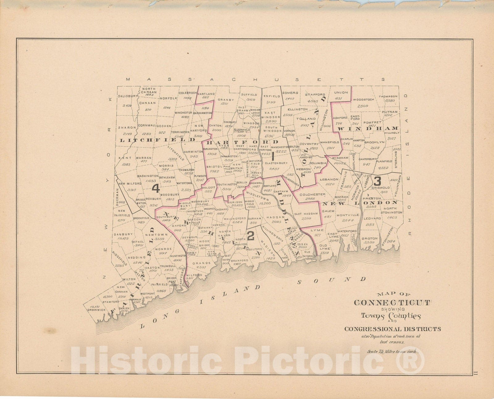 Historic Map : Town and City Atlas State of Connecticut, Connecticut 1893 , Vintage Wall Art