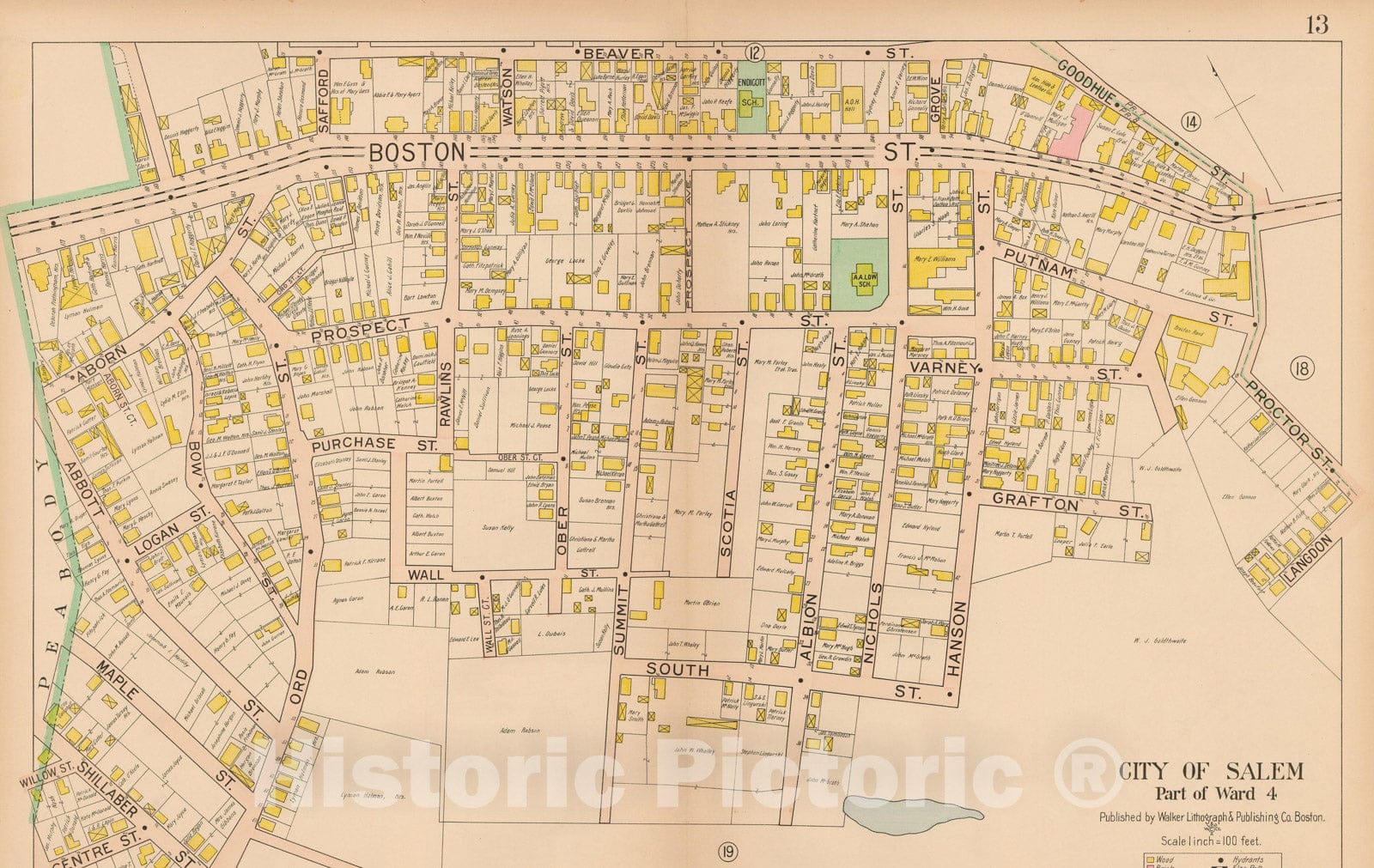 Historic Map : Atlas City of Salem, Salem 1911 Plate 013 , Vintage Wall Art