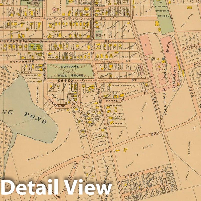 Historic Map : Atlas City of Springfield and The Town of Longmeadow 1910 Plate 022 , Vintage Wall Art