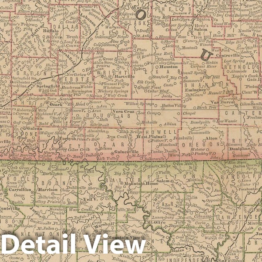 Historic Map : Arkansas & Missouri 1877 , Business Atlas of the USA , Vintage Wall Art
