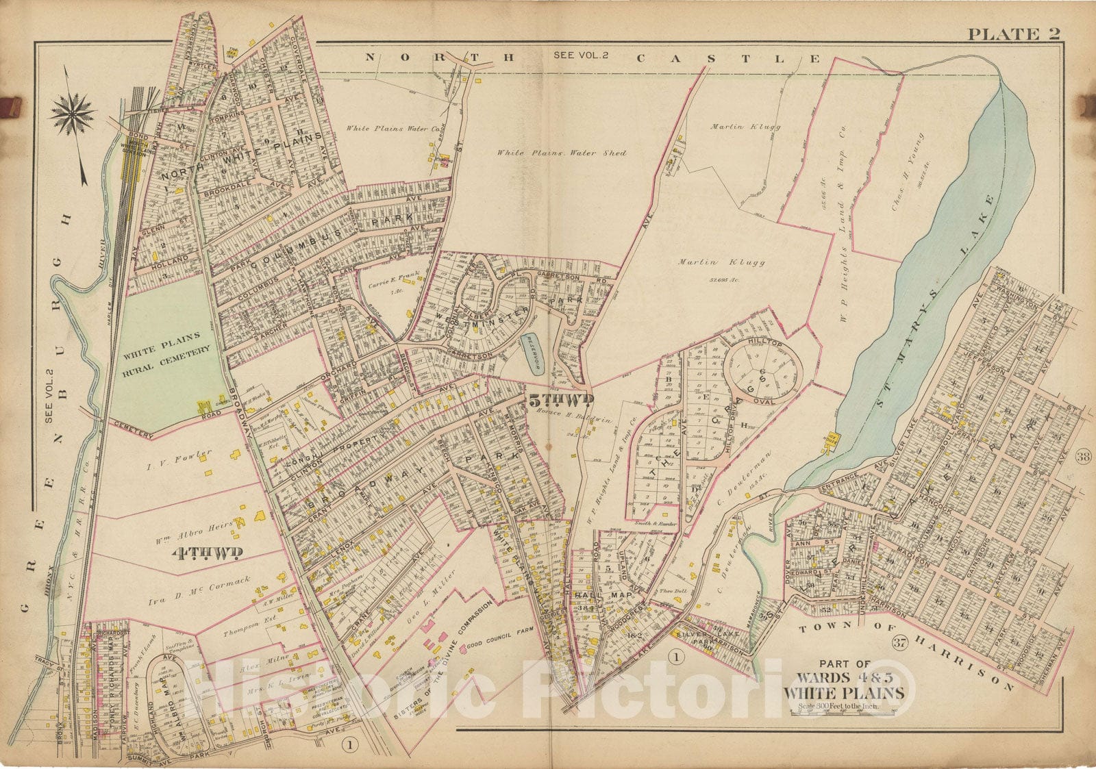 Historic Map : Atlas of Westchester County, NY, Vol. 1, White Plains 1910 Plate 002 , Vintage Wall Art