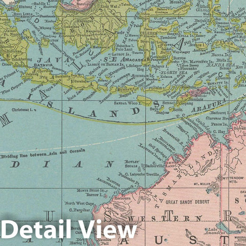 Historic Map : Australia 1900 , Universal Atlas World , Vintage Wall Art