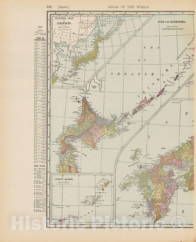 Historic Map : Japan 1900 , Universal Atlas World , Vintage Wall Art