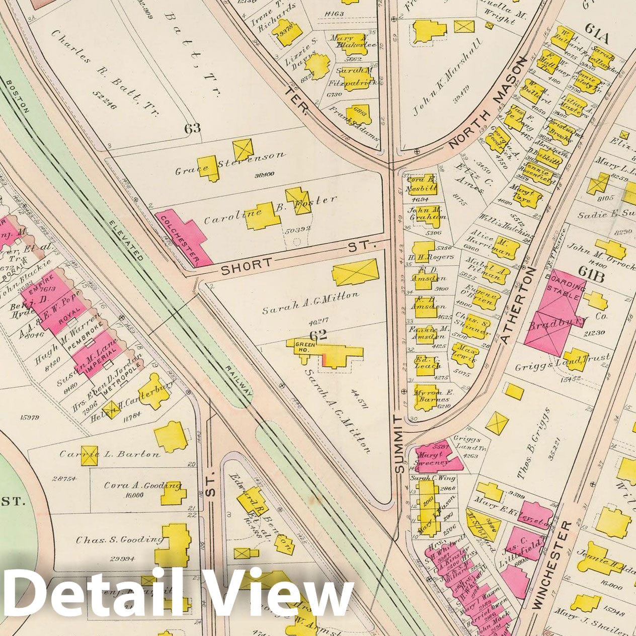 Historic Map : Atlas Town of Brookline, Brookline 1907 Plate 012 , Vintage Wall Art