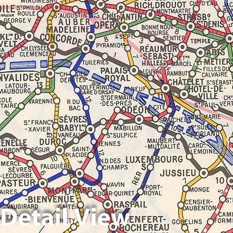 Historic Map : Europe, Paris Metro 1979 Transit Railroad Catography , Vintage Wall Art