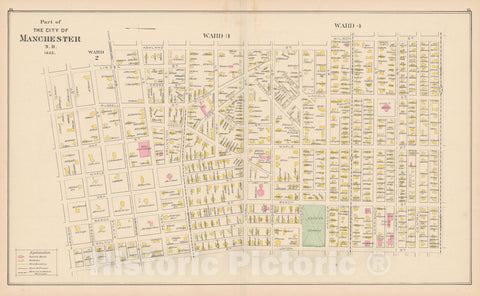 Historic Map : Manchester 1892 , Town and City Atlas State of New Hampshire , Vintage Wall Art