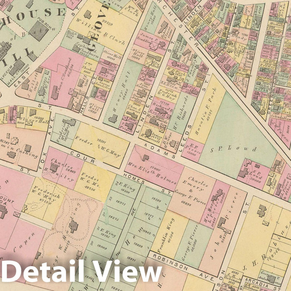 Historic Map : Atlas of County of Suffolk, MA Vol. 3rd, Dorchester 1874 Plate L , Vintage Wall Art