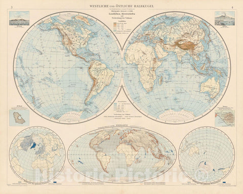 Historic Map : World Map 1899 , Andrees Allgemeiner Handatlas , Vintage Wall Art
