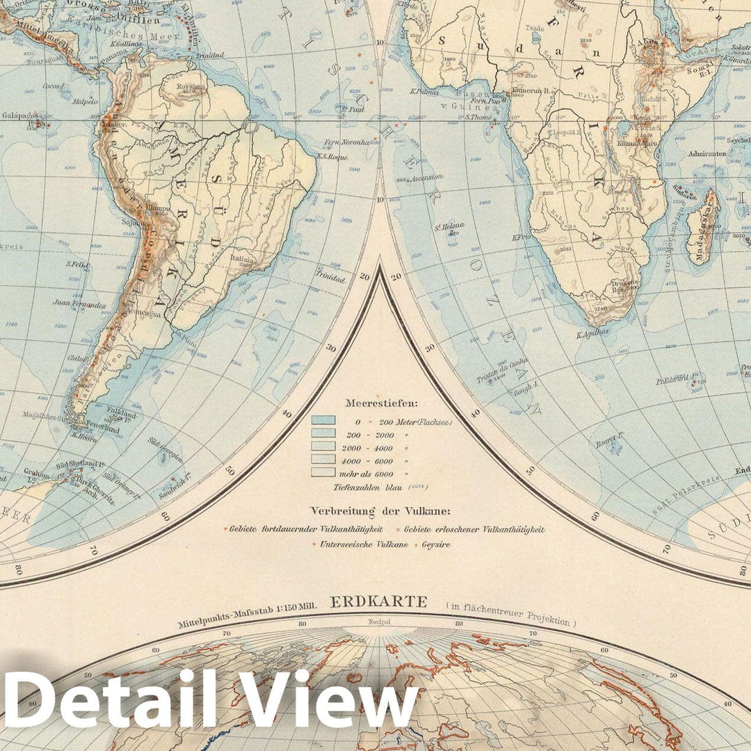 Historic Map : World Map 1899 , Andrees Allgemeiner Handatlas , Vintage Wall Art