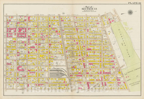Historic Map : Vol. 1, Brooklyn 1908 Plate 039 , Atlas Borough of Brooklyn , Vintage Wall Art