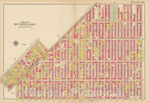 Historic Map : Vol. 1, Brooklyn 1908 Plate 020 , Atlas Borough of Brooklyn , Vintage Wall Art