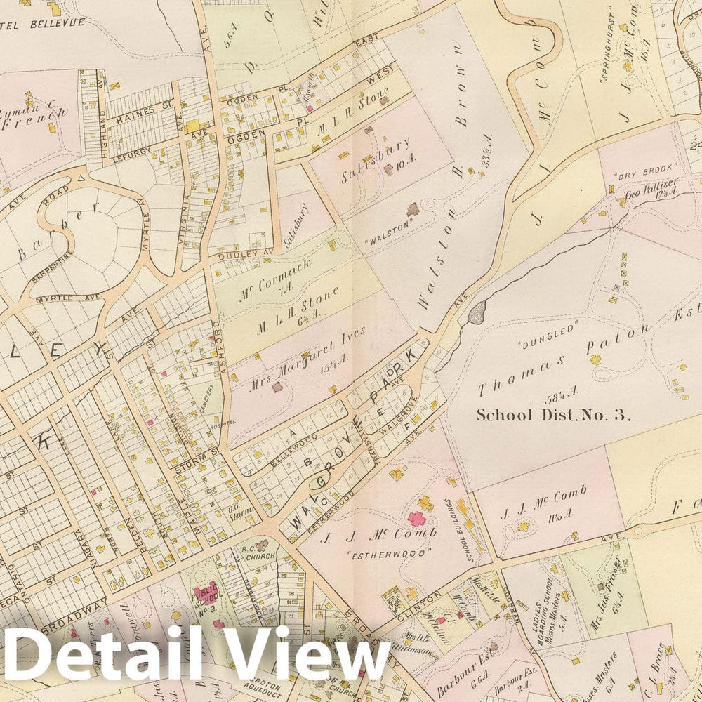 Historic Map : Atlas of Westchester County, Village of Dobbs Ferry 1901 , Vintage Wall Art