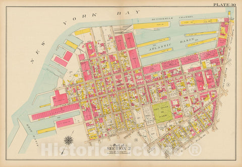 Historic Map : Vol. 1, Brooklyn 1908 Plate 030 , Atlas Borough of Brooklyn , Vintage Wall Art